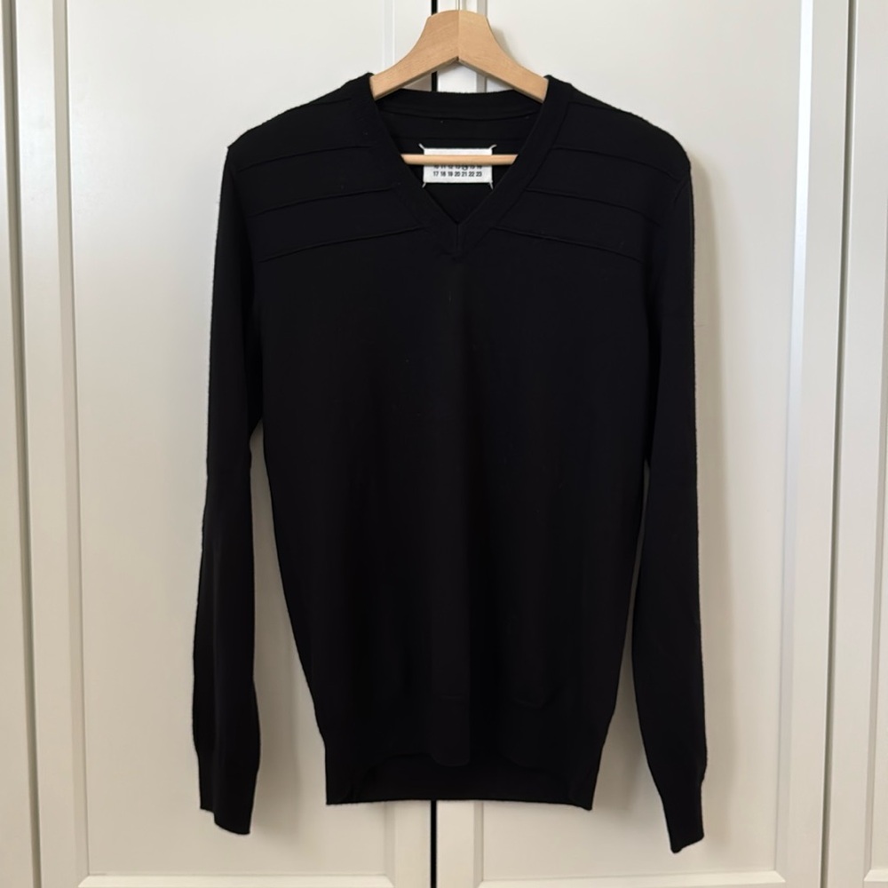 Maison Margiela Black V-Neck Men's Sweater